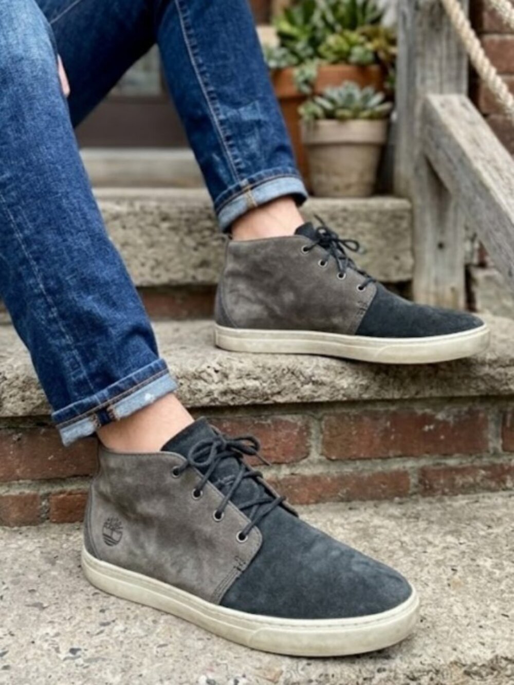 Timberland Anti Fatigue Charcoal Grey Nubuck Chukka Boots Mens 9 Casual Comfort